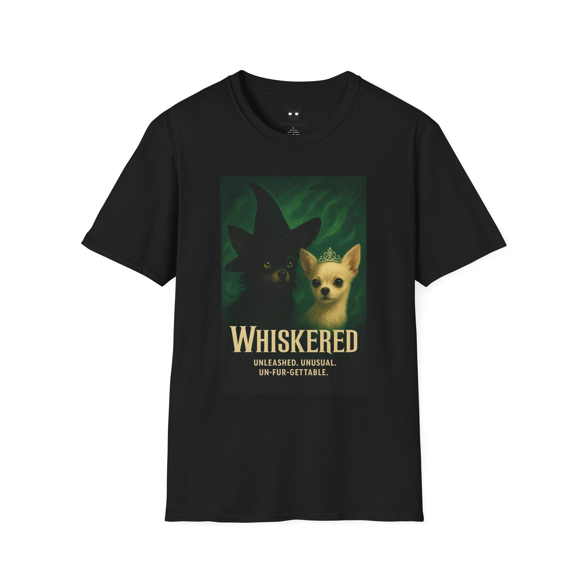 Wicked Broadway Poster Dog Parody Unisex Softstyle T-Shirt -- Funny Dog Shirt for Broadway and Dog Lovers